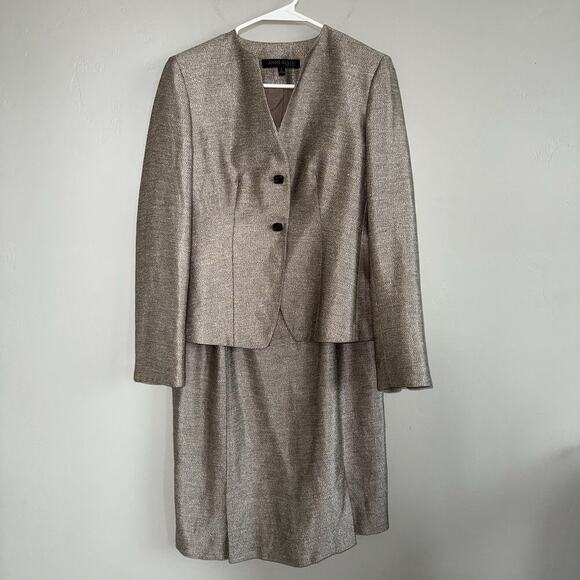 Anne Klein Sheath Dress & Blazer Set - Dress Sz 6 Blazer Sz 4 - Linen Silk Wool - Picture 2 of 16